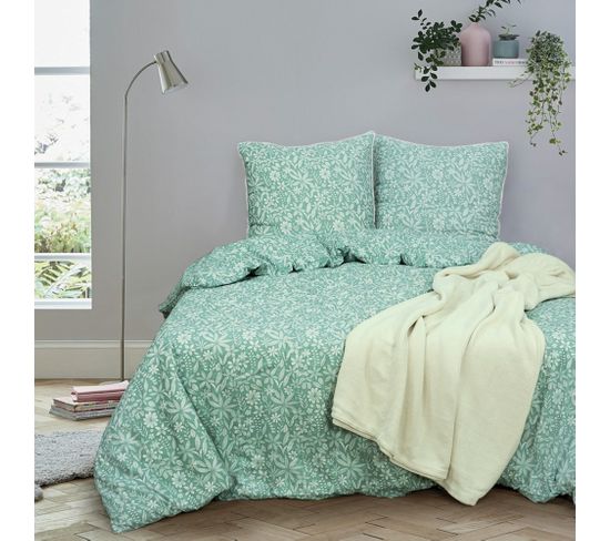 Parure De Lit 240x220 Cm Coton + Lyocell Libertys Vert Celadon