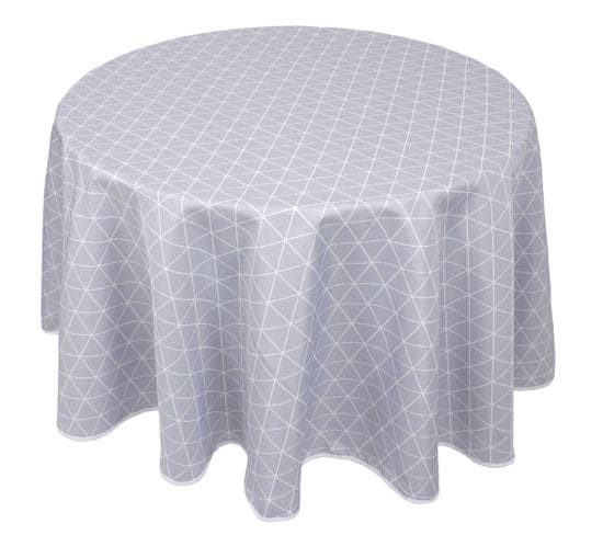 Nappe Ronde 180 Cm Imprimée 100% Polyester Paco Géométrique Bleu Nuage