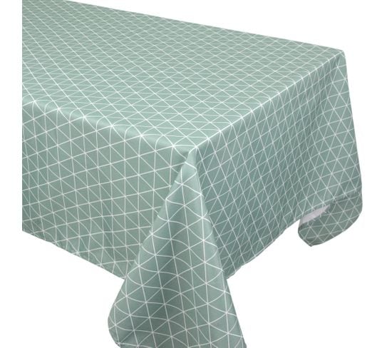 Nappe Rectangle 150x300 Cm Imprimée 100% Polyester Paco Géométrique Vert Thym