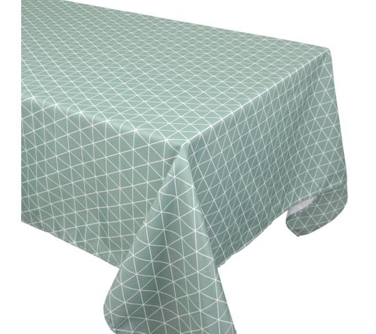 Nappe Rectangle 150x350 Cm Imprimée 100% Polyester Paco Géométrique Vert Thym