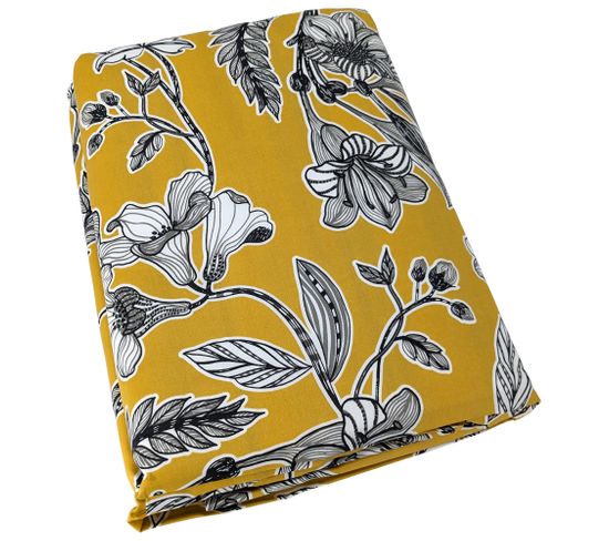 Housse De Couette 200x200 Cm Satin De Coton Botanic Jaune Soleil