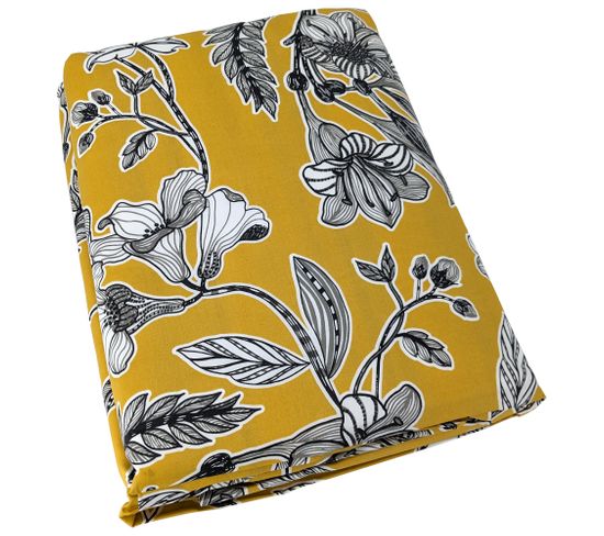 Housse De Couette 300x240 Cm Satin De Coton Botanic Jaune Soleil