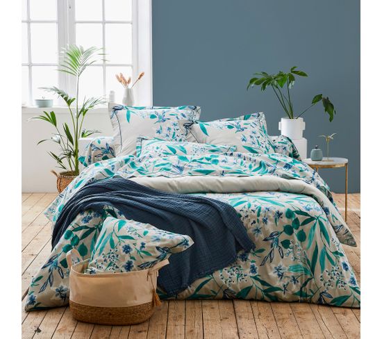 Housse De Couette 140x200 Cm Satin De Coton Frida Vert Emeraude