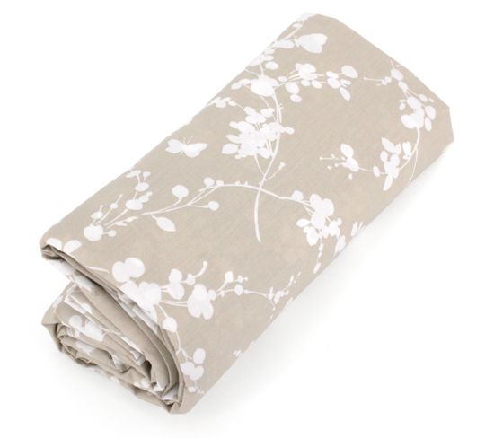 Drap Housse Imprimé 120x200 Cm Percale De Coton Bel Amour Beige Bonnet 30 Cm