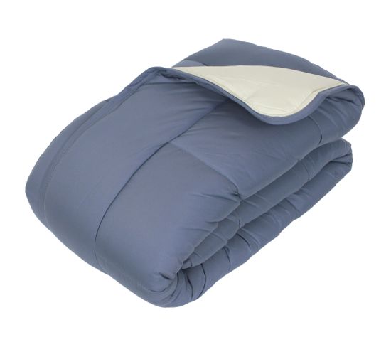 Couette Hiver 140x200 Cm Cocoon Bicolore Petrole/mastic Garnissage Fibre Polyester 400g/m2