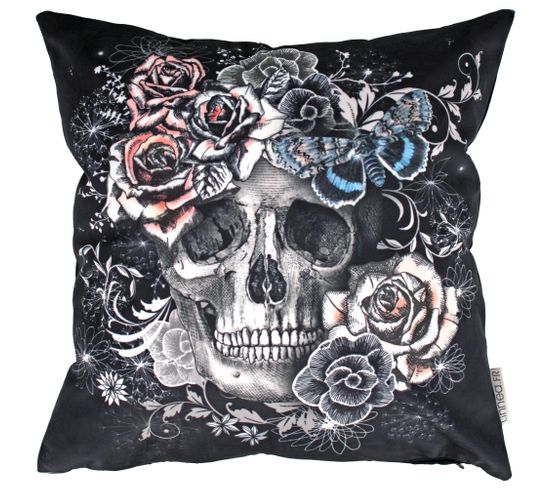 Housse De Coussin 45x45 Cm Tête De Mort Rose Envoutante