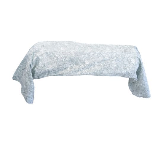 Taie De Traversin 240x43 Cm Coton Léo Bleu Ecume