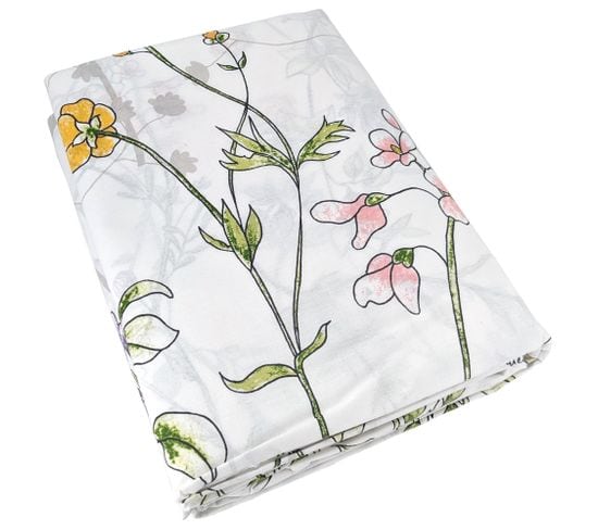 Housse De Couette 260x240 Cm Coton Foliflora Blanc