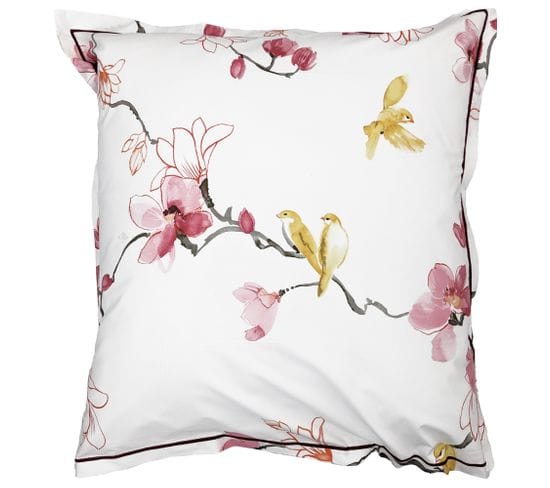 Taie D'oreiller 65x65 Cm Percale Coton Elisa Rose