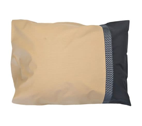 Taie D'oreiller 50x70 Cm Percale Coton Macassar Moka