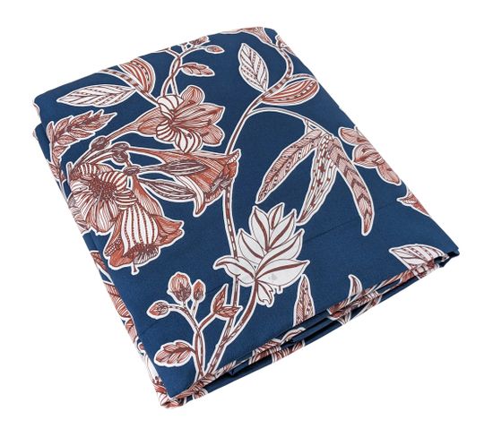 Housse De Couette 280x240 Cm Satin De Coton Botanic Bleu Nuit