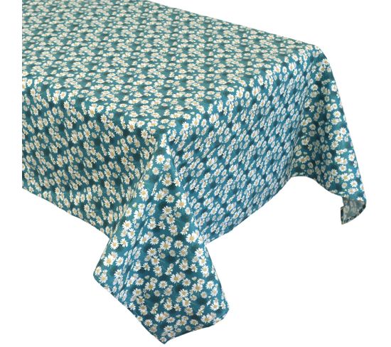 Nappe Carrée Enduit 150x150 Cm Aster Bleu Pétrole