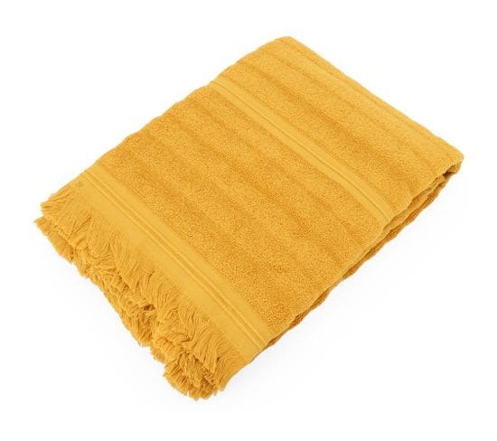 Drap De Bain 100x150 Cm Natural Stripes Curry