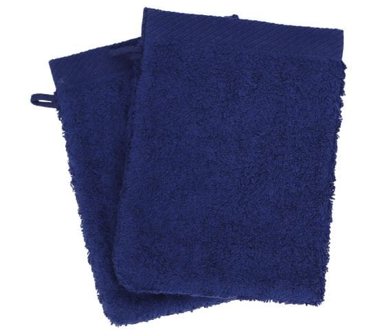 Lot De 2 Gants De Toilette 16x21 Cm Coton Peigné Alba Ultramar