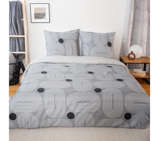 Parure De Lit 260x240 Cm Microfibre Frogguie Gris 3 Pièces