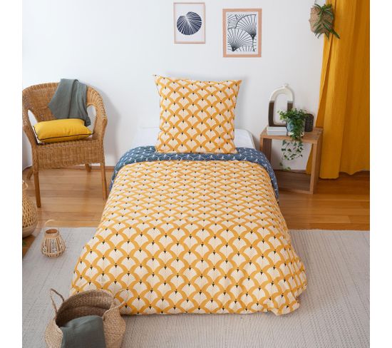 Parure De Lit 140x200 Cm Microfibre Pania Jaune 2 Pièces