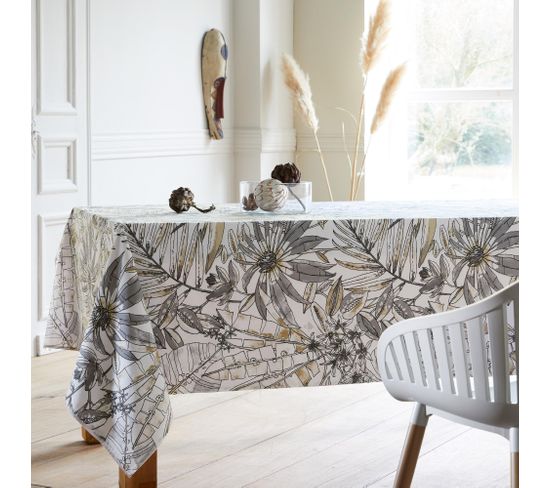 Nappe Rectangle 160x300 Cm Bahia Gris Fusain Coton +