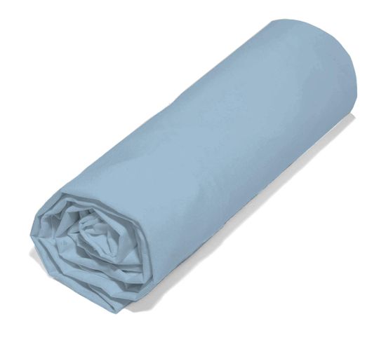 Drap Housse 90x190 Cm En 100% Polyester Microfibre Lago Bleu Ciel