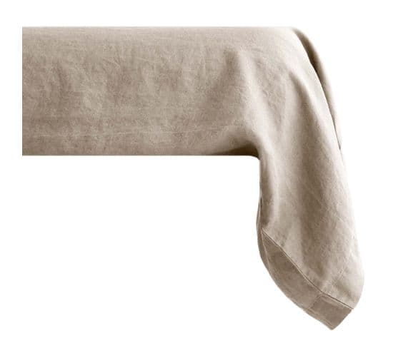 Taie De Traversin Uni 43x195 Cm 100% Lin Lavé Sonate Beige Chanvre