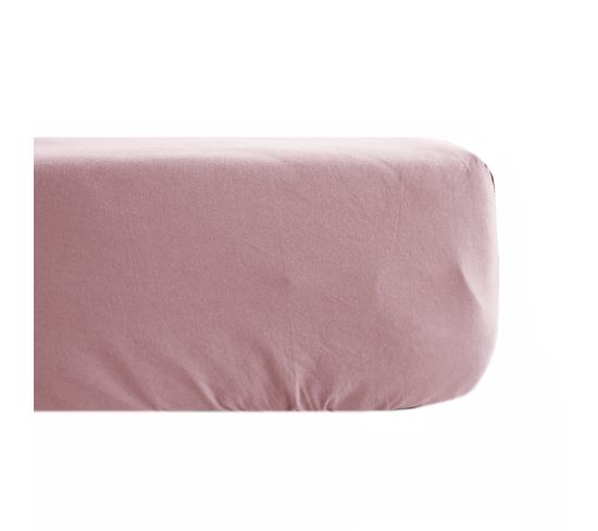 Drap Housse Uni 80x200 Cm 100% Percale De Coton Manoir Rose Bonnet 35