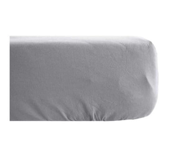 Drap Housse Uni 200x200 Cm 100% Percale De Coton Manoir Gris Perle Bonnet 40