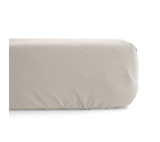 Drap Housse Uni 140x190 Cm 100% Percale De Coton Manoir Blanc Naturel Bonnet 35