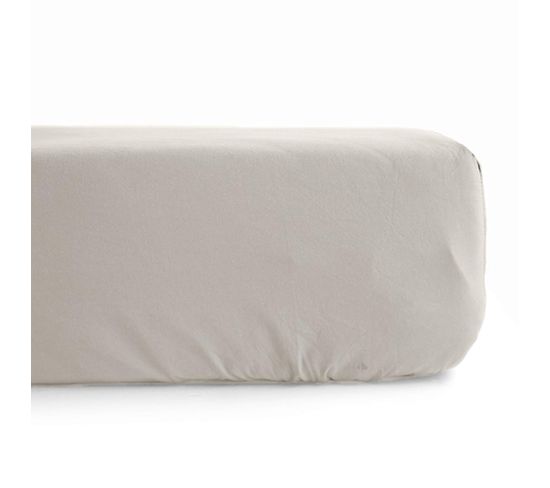 Drap Housse Uni 160x200 Cm 100% Percale De Coton Manoir Blanc Naturel Bonnet 40