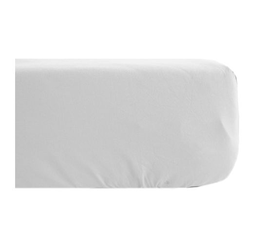 Drap Housse Uni 160x200 Cm 100% Percale De Coton Manoir Blanc Neige Bonnet 40