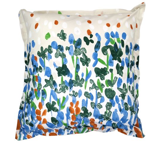 Taie D'oreiller Uni 65x65 Cm En Coton Évasion Blanc Vert