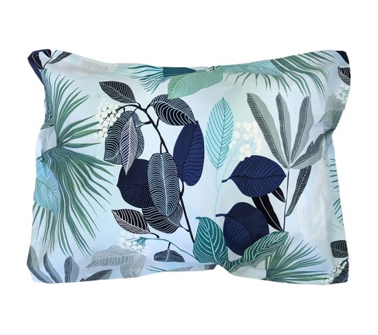 Taie D'oreiller 50x70 Cm Percale De Coton Moorea Pacific Bleu/vert