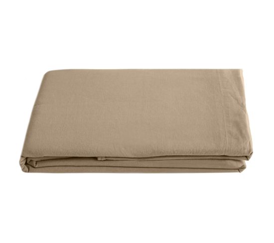 Drap Plat Lin Et Coton 270x300 Cm Collection Opera Marron Camel