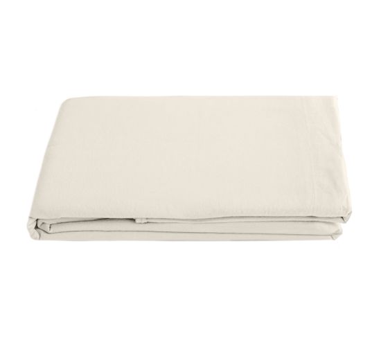 Drap Plat Lin Et Coton 270x300 Cm Collection Opera Beige Ivoire