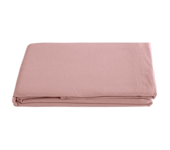 Drap Plat Lin Et Coton 270x300 Cm Collection Opera Couleur Rose