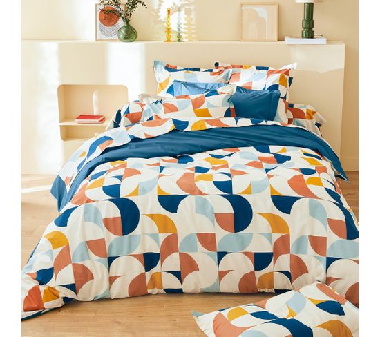 Parure De Lit 280x240 Cm 50x70 Cm Percale De Coton Modulo Multicolore 3 Pièces