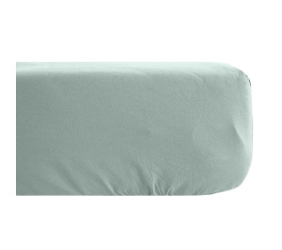 Drap Housse 180x200 Cm Mousseline De Coton Opera Vert Lichen