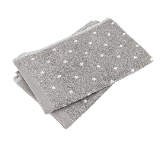 Lot De 2 Serviettes Invité 33x50 Cm Efficience Dots Gris Lunar