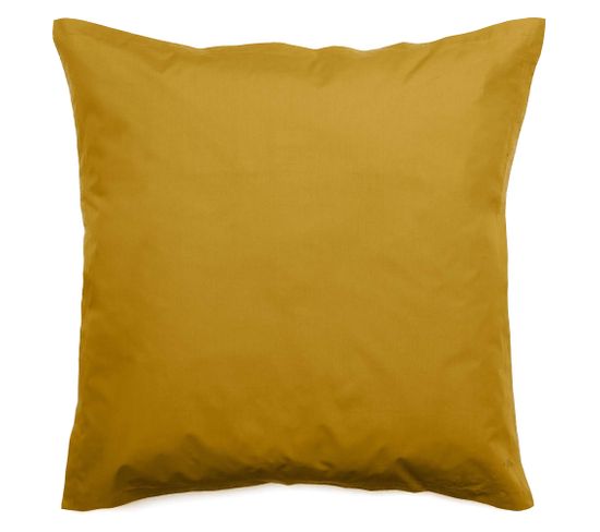 Taie D'oreiller Volants Plats 65x65 Cm Percale De Coton Manoir Jaune Curry