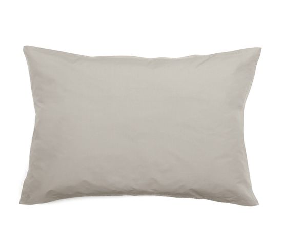 Taie D'oreiller Volants Plats 50x70 Cm Percale De Coton Manoir Blanc Naturel