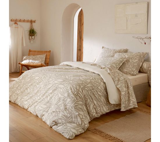 Parure De Lit 240x220 Cm 65x65 Cm Coton Serena Beige Écru 3 Pièces