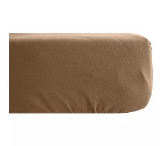 Drap Housse 160x200 Cm Pur Coton Collection Palace Marron Cognac