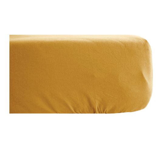 Drap Housse 180x200 Cm Pur Coton Collection Palace Jaune Curry