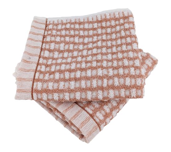 Lot De 2 Serviettes Invité 33x50 Cm Pur Coton Collection Glow Marron