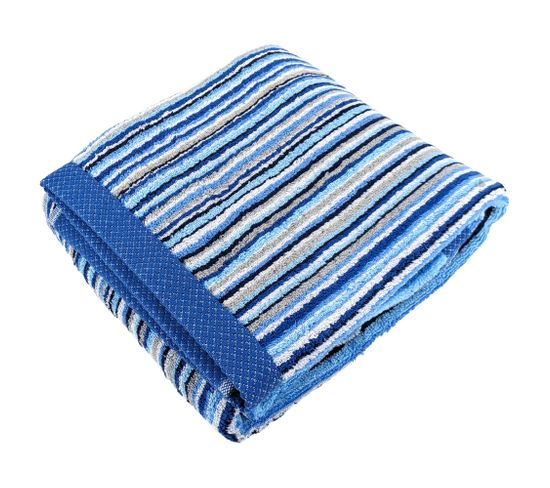 Drap De Bain Coton 500g/m2 Collection Pure Stripes Ii Bleu