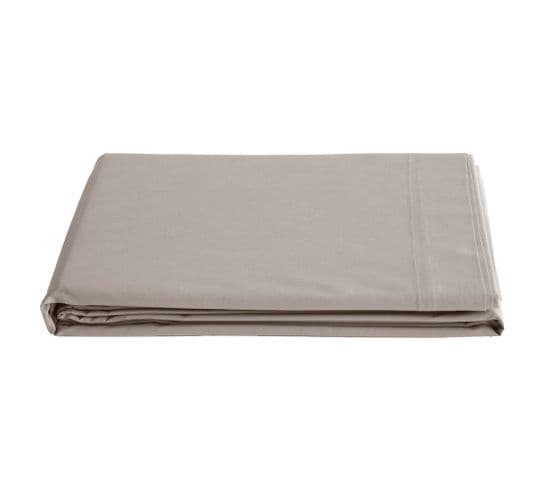 Drap Plat Pour Lit King Size 270x300 Cm Percale De Coton Manoir Beige Lin