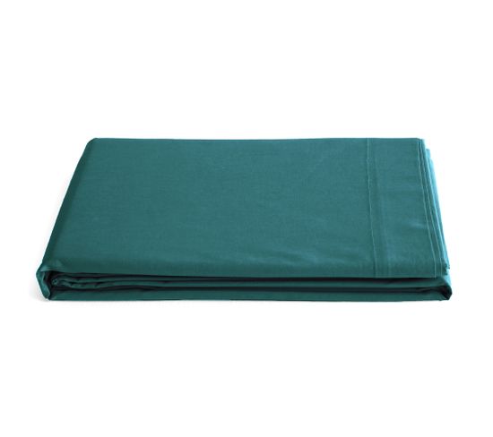 Drap Plat Pour Lit Queen Size 240x300 Cm Percale De Coton Manoir Vert Canard