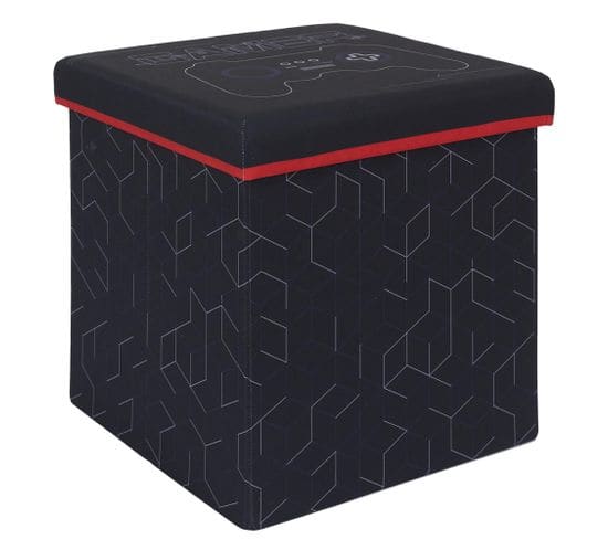 Pouf Pliable 100% Polyester 38x38x38 Cm Collection Game Noir