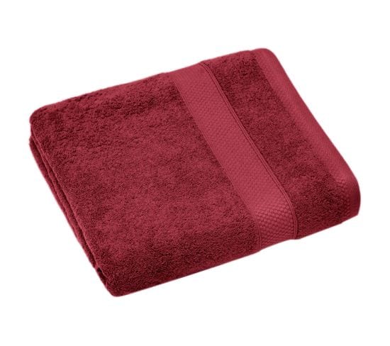 Drap De Bain Coton 550g/m2 95x140 Cm Collection Naïa Rouge Carmin