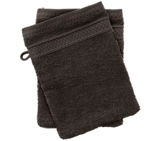 Lot De 2 Gants De Toilette Coton 550g/m2 Collection Naïa Marron Café