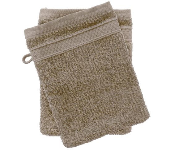 Lot De 2 Gants De Toilette Coton 550g/m2 Collection Naïa Beige Chanvre