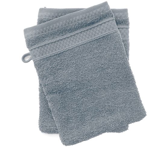 Lot De 2 Gants De Toilette Coton 550g/m2 Collection Naïa Bleu Glacier